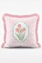 Striped Framed Tulip, Daisy and Floral Patterned 4-Piece Fringed Throw Pillow Cover Set - 4