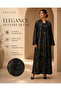 Luxury Black & Gold Floral Jacquard Abaya with Elegant Gold Clasps - 7