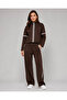 Women's Modal Fabric Stripe Detailed Stand Collar Zippered Wide Leg Sweatpants Set - 7