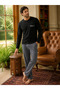 Men's Long Sleeve Pocket Detailed 100% Cotton Pajama Set - 3