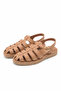 Solea Tan Genuine Leather Knitted Women's Sandals Thermo Sole - 2
