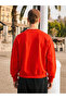 Men's Casual Crew Neck Red Basic Sweatshirt - 6