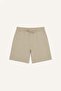 Regular Fit Elastic Tie-Waist Straight Leg Khaki Shorts H5214Ax26Sm
