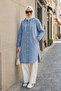Women's Hooded Buttoned Denim Blue Jacket - 2