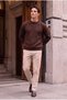 Pilar Anti-Peeling Anti-Pilling Oversize Thessaloniki Knitted Crew Neck Men's Knitwear Sweater - Brown - 6
