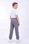Boys' 3-Thread Stripe Knee Detailed Double Pocket Lace-Up Sweatpants - 5