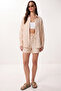Embroidered Muslin Shirt Shorts Set Lax0014 Cream