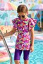 Flounce Detail on the Sleeves, Top and Bottom Two-Piece Girl's Swimsuit 1171-21 Fuchsia - 3
