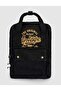 Black Printed Linen Unisex Backpack