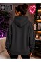 Women's Small Ringed Planet Saturn Printed Hooded Casual Sweatshirt with Kangaroo Pocket - 2