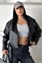 Women's Belted Oversize Cropped Leather Jacket |   New Season Biker Jacket - 3