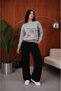 Women's Cherry Loved Printed Comfortable Fit Crew Neck Gray Sweatshirt - 3