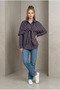 Women's Navy Blue Plaid Shawl Design Shirt Yy101376 - 2
