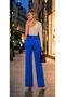 Women's Cobalt Blue High Waist Palazzo Pants with Cirt Closure, Compatible with Zero Sizes - 3