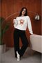 Women's Manhattan Orange Butterfly Printed Comfortable Fit Crew Neck White Sweatshirt - 4