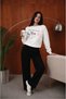 Women's Ted with Written Pink Ribbon Printed Comfortable Fit Crew Neck White Sweatshirt - 4
