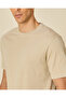 Men Beige Solid Crew Neck T Shirt - 4