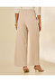 Women Beige High Rise Wide Leg Trousers - 3