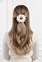 Stylish and Cute Heart Patterned White Fabric Scrunchie Hair Tie Elastic - 2
