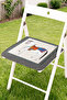 Fringed Zippered Chair Cushion with White Horse Figure and Geometric Frame - Tufted Retro Patchwork - 2