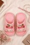 Girl's Pink Charmlı Figured Eva Slippers with Double Straps and Soft Sole Beach Slippers - 4