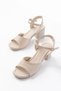 Zri̇n-13 Premium Beige Daily Thick Heeled Women's Sandals 7 cm - 3