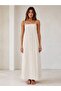 Women's Blue Pinstripe Long Dress Thin Straps Square Neck Summer Maxi Dress - - 2