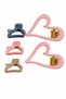 Set of 5 Heart and Straight Hair Clips in Pink Blue Beige Colors for Children