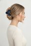 Navy Blue Flower Motif Stone Detailed Hair Clip Claw Clip Women's Accessory - 3