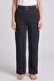 Women's Black Zipper Detail Viscose Trousers - 2