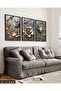 Gold Leaf Silver Flower 3 Piece Wooden Framed Painting Act