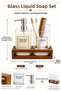 Sara Glass Liquid Soap Dispenser Set with Wooden Stand Bathroom Organizer Toothbrush Holder Modern Glass Bathroom Set - 2