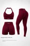 Drop Women's 3-Piece Seamless Sports Set (Halter Neck Padded Bra - Gathered Push up Leggings - Mini Shorts)