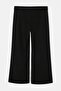 Siyah Kemerli Wideleg/Geniş Paça Normal Bel Krep Kumaş Örme Büyük Beden Pantolon TBBSS26AR00047 - 6