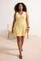 Yellow Mini A- Line Wrinkled V-Neck Knitted Plus Size Dress Tbbss26Ah00242