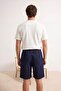 Navy Blue Tie-Waist Flowy Loose Denim Shorts & Bermuda Tmnss26Sr00034 - 3