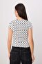 Ecru Polka Dot Fitted Short Sleeve Crop/Short Stretch Knitted Blouse Twoss26Bz00930 - 4