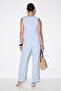 Blue Crew Neck Sleeveless Pants Comfortable Fit Top and Bottom Set Tdrss26Au00052 - 3