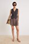Brown Lace-Up Soft Buttoned Mini Shorts Skirt Shorts & Bermuda Twoss26Sr00235