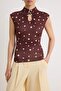 Multicolor Polka Dot Fitted Keyhole Neckline Stretchy Knitted Blouse Twoss26Bz00849 - 3
