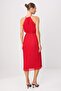 Red Belted Pleated Chiffon Flight-Flight Woven Midi Dress Twoss25El00573 - 4