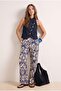 Çok Renkli Etnik Desen Geniş Kalıp Wide Leg Dokuma Pantolon TWOSS25PL00030