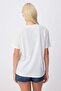 White Printed Oversize Crew Neck Standard Sleeve Short 100% Cotton Knitted T-Shirt Twoss26Ts00123 - 4