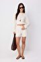 Beige Melange Plain Lace Detailed Regular Waist Tubular Leg 3 Thread Combed Cotton Knitted Shorts & Bermuda Twoss26Sr00286 - 2