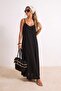 Siyah Dokuma Maxi A-Line Plaj Elbisesi TBESS26LE00021