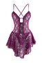 Mürdüm Pencere/Cut Out Detaylı Külotlu Dantelli Kapsız Örme Babydoll/Fantezi Gecelik THMSS25CY00004 - 7