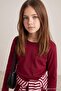 Burgundy 100% Cotton Girls' Plain/Basic Crew Neck Knitted School T-Shirt Tkdaw27Ts00009 - 3