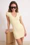 Sarı Bodycon V Yaka Ay Kol Kısa Kollu Mini Soft Touch Örme elbise TWOSS26EL00783 - 2