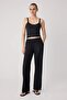 Siyah-Lacivert Düz Straight Normal Bel Boru Paça Scuba Krep Örme Pantolon TWOSS26PL00245 - 5