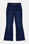 Koyu Mavi Orta Esnek Yüksek Bel Crop Flare Jeans TWOAW27JE00046 - 7
